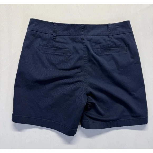 J. Crew Chino Shorts Women 6 Navy Blue Cotton Twill Mid Rise Outdoor Casual Wear - Picture 2 of 7